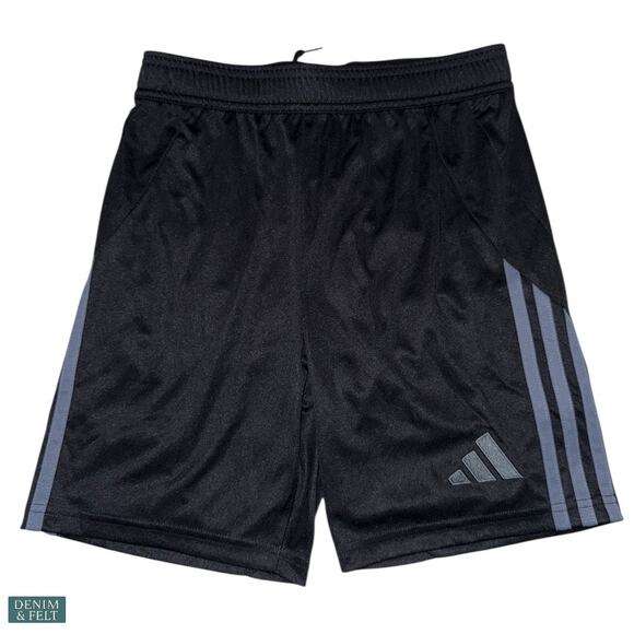 Adidas Cutiro24 C Youth Soccer Shorts Black Gray Stripe Athletic Sporty New - Picture 1 of 4